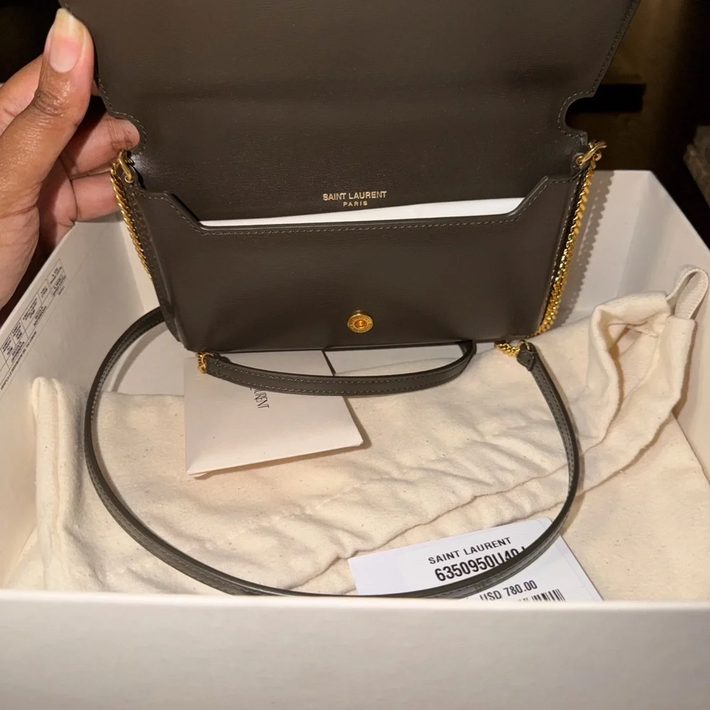 Saint Laurent Metallic Gray Crossbody Bag - Picture 3 of 6